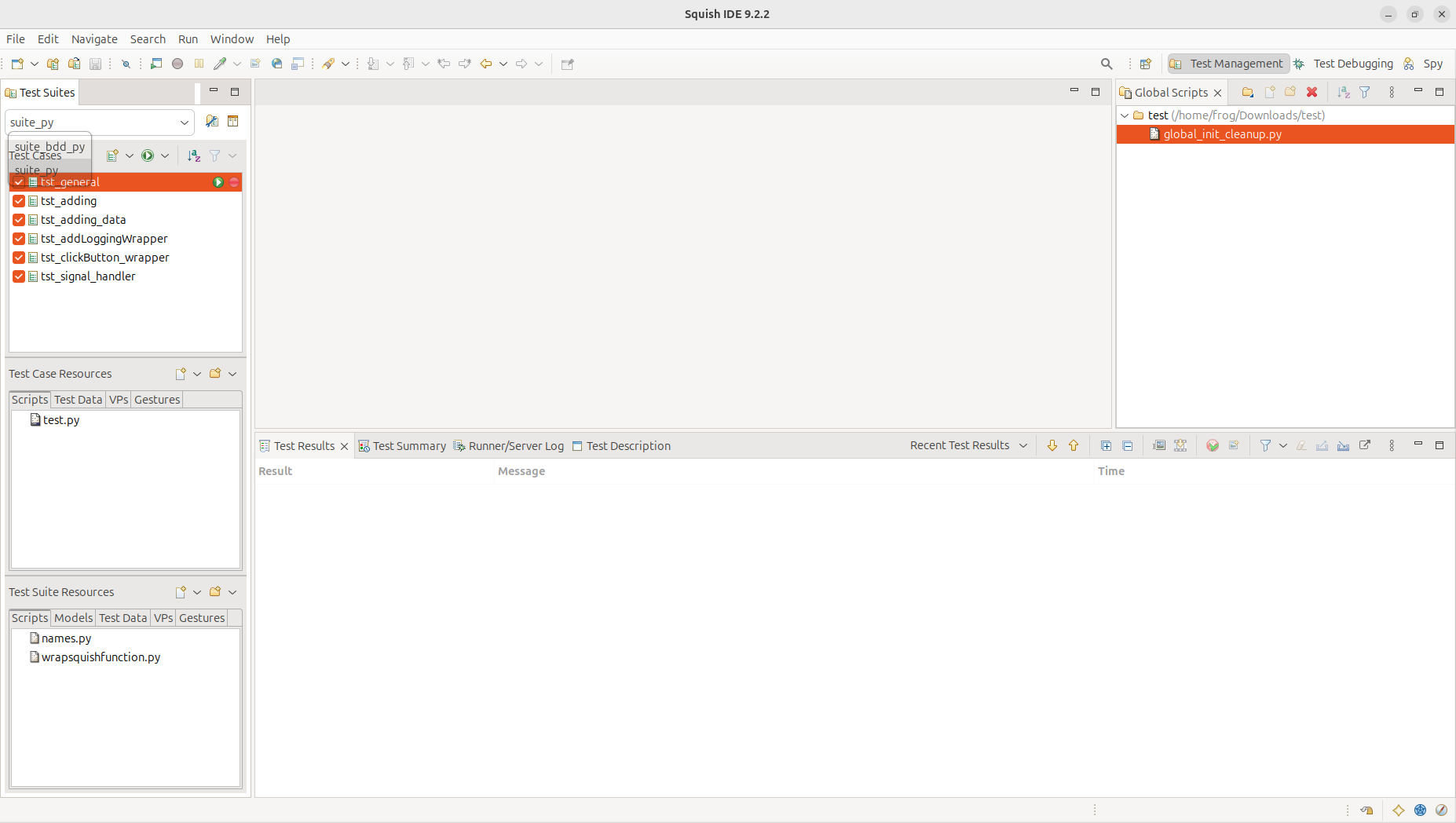 Squish IDE UI showing the glitch on the Light theme